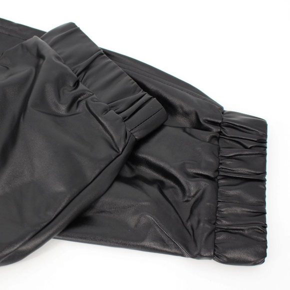 David Lerner Faux Leather Track Pant Joggers Extra Large NEW Vegan Elastic Waist - Picture 2 of 7